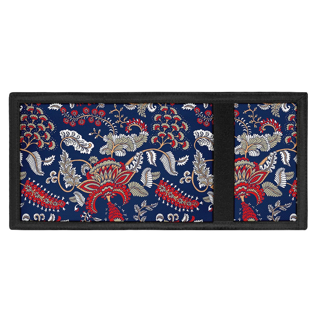 Blue Vintage Bohemian Floral Print Trifold Wallet