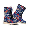 Blue Vintage Bohemian Floral Print Winter Boots