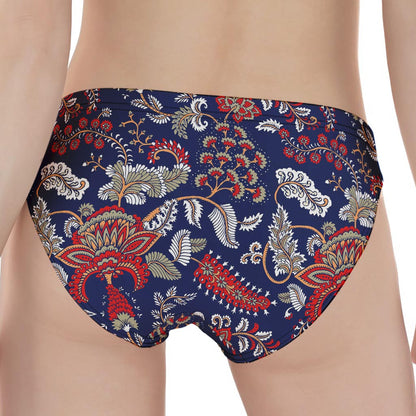 Blue Vintage Bohemian Floral Print Women's Panties