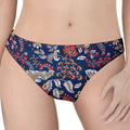 Blue Vintage Bohemian Floral Print Women's Thong