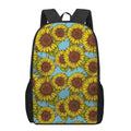 Blue Vintage Sunflower Pattern Print 17 Inch Backpack