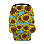 Blue Vintage Sunflower Pattern Print Baby Seat Cover