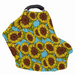 Blue Vintage Sunflower Pattern Print Baby Seat Cover