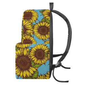 Blue Vintage Sunflower Pattern Print Backpack