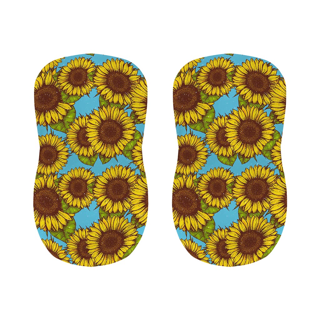 Blue Vintage Sunflower Pattern Print Bar Stool Covers