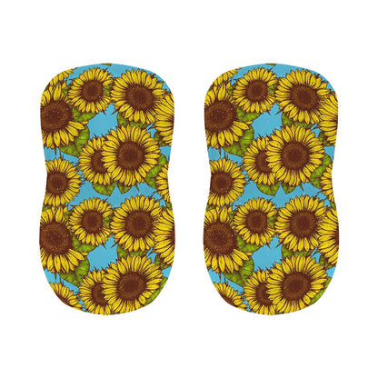 Blue Vintage Sunflower Pattern Print Bar Stool Covers