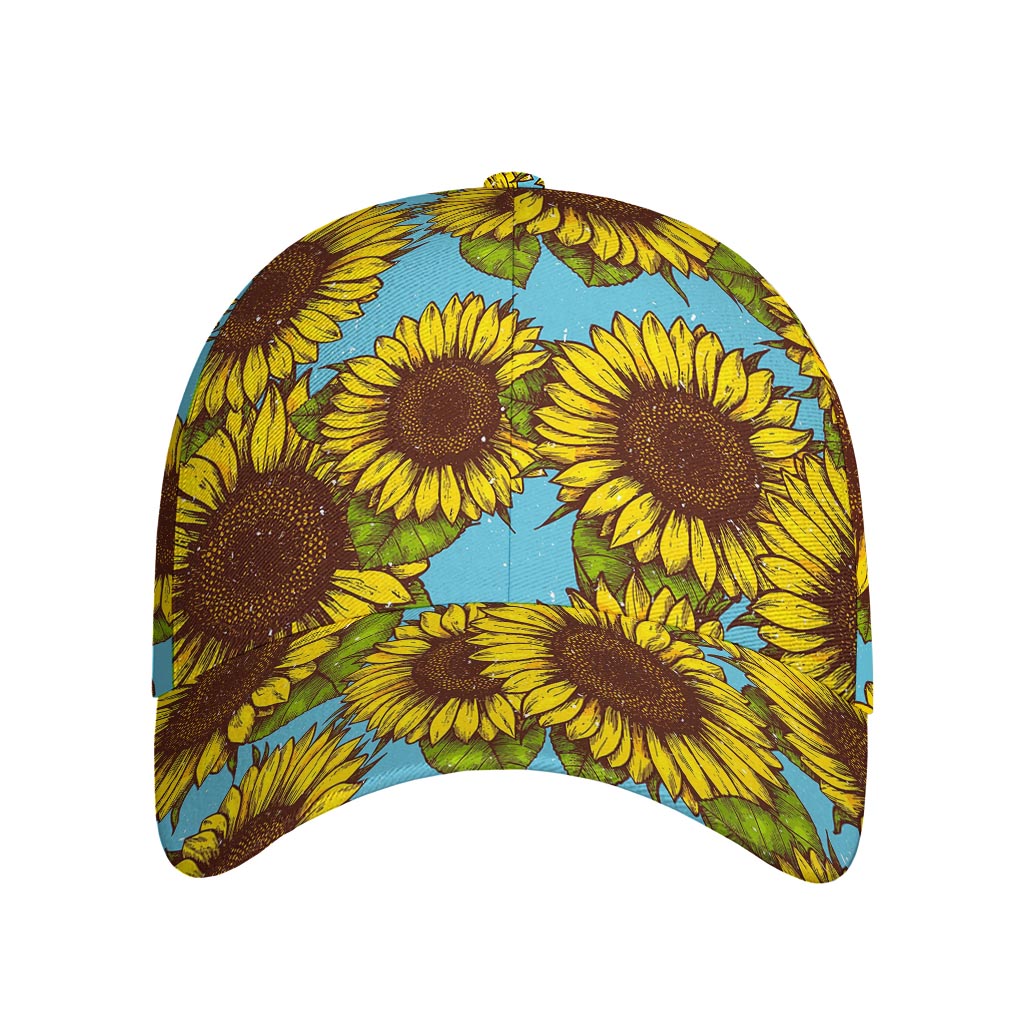 Blue Vintage Sunflower Pattern Print Baseball Cap