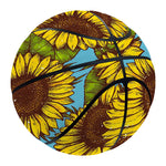 Blue Vintage Sunflower Pattern Print Basketball