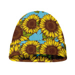 Blue Vintage Sunflower Pattern Print Beanie