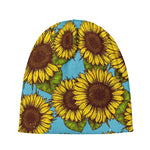 Blue Vintage Sunflower Pattern Print Beanie