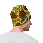 Blue Vintage Sunflower Pattern Print Beanie