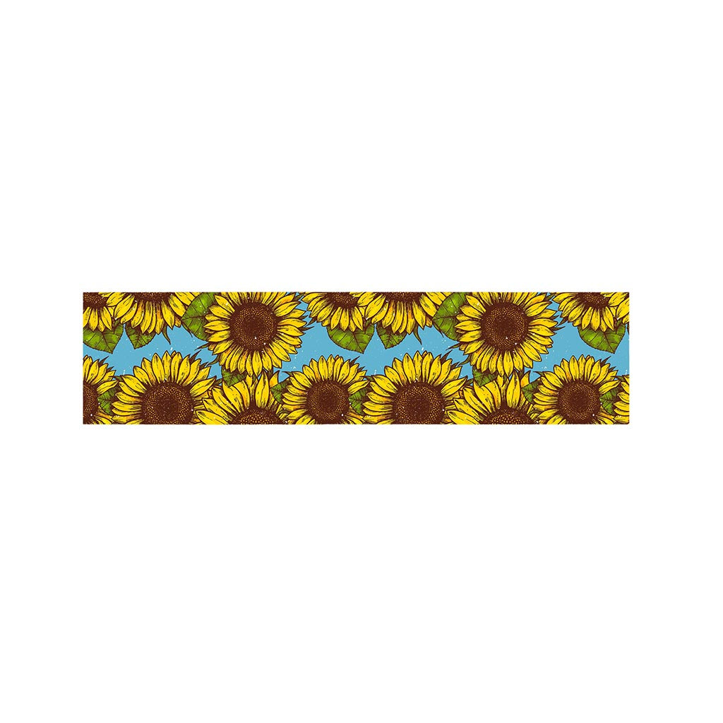 Blue Vintage Sunflower Pattern Print Bed Runner