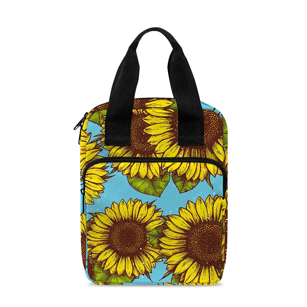 Blue Vintage Sunflower Pattern Print Bible Tote Bag