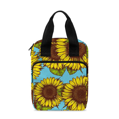 Blue Vintage Sunflower Pattern Print Bible Tote Bag