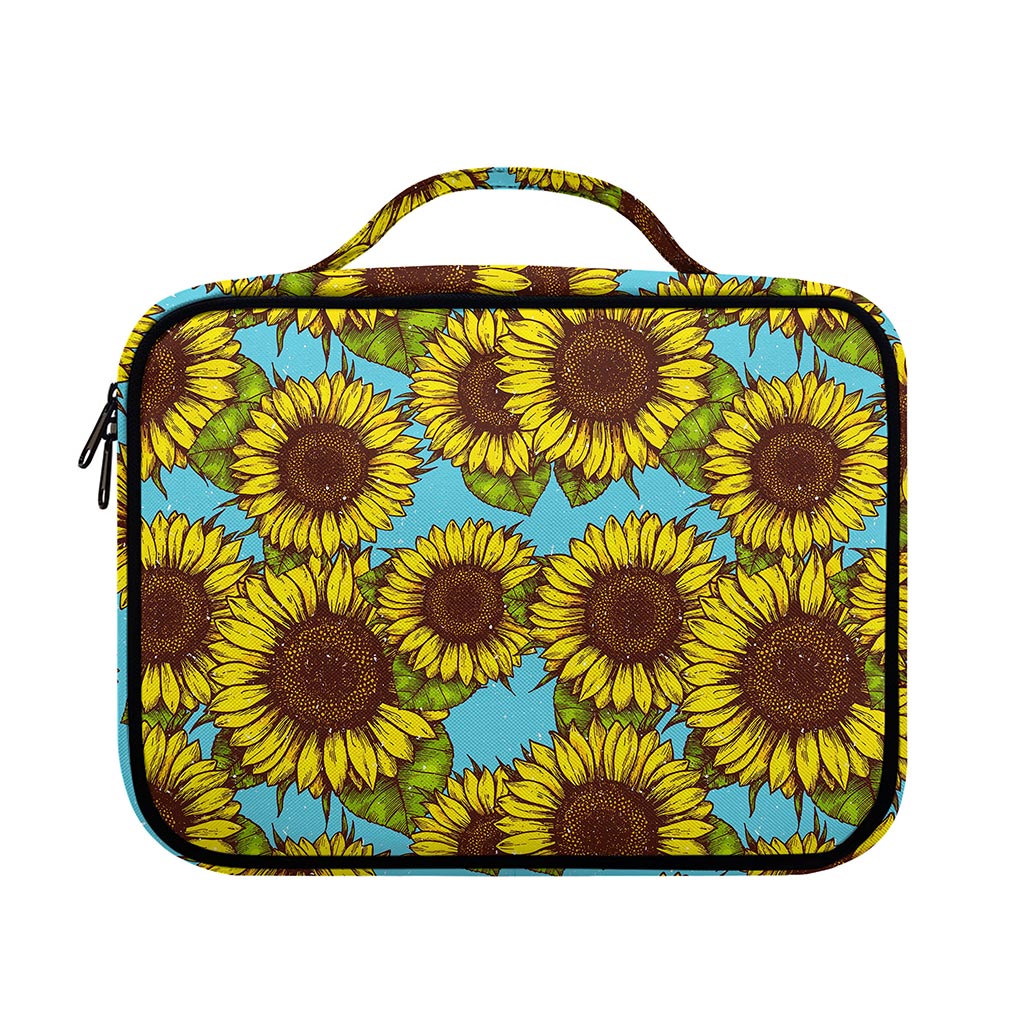 Blue Vintage Sunflower Pattern Print Briefcase Bible Bag