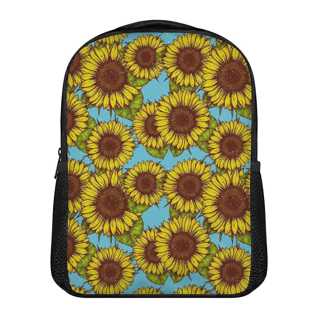 Blue Vintage Sunflower Pattern Print Casual Backpack