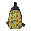 Blue Vintage Sunflower Pattern Print Sling Bag