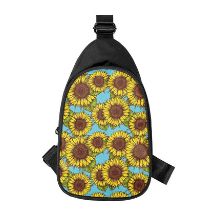 Blue Vintage Sunflower Pattern Print Chest Bag