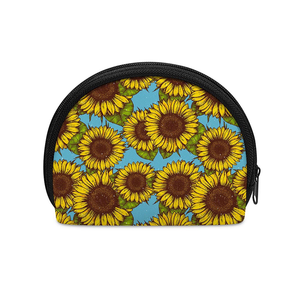 Blue Vintage Sunflower Pattern Print Coin Purse