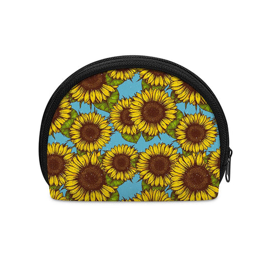Blue Vintage Sunflower Pattern Print Coin Purse
