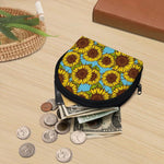 Blue Vintage Sunflower Pattern Print Coin Purse
