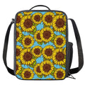 Blue Vintage Sunflower Pattern Print Crossbody Lunch Bag