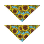 Blue Vintage Sunflower Pattern Print Dog Bandana
