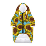 Blue Vintage Sunflower Pattern Print Dog Zip Up Hoodie