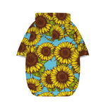 Blue Vintage Sunflower Pattern Print Dog Zip Up Hoodie