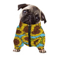 Blue Vintage Sunflower Pattern Print Dog Zip Up Jacket