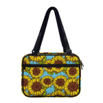 Blue Vintage Sunflower Pattern Print Double Strap Bible Bag