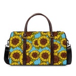 Blue Vintage Sunflower Pattern Print Duffle Bag