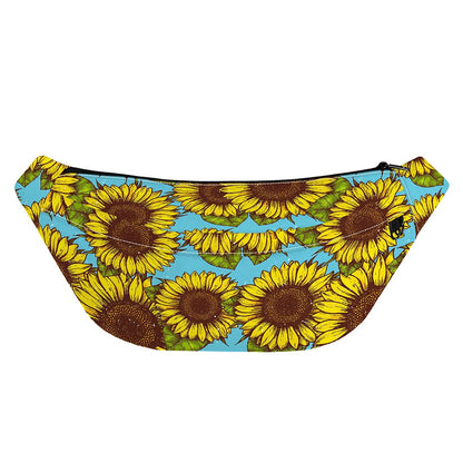 Blue Vintage Sunflower Pattern Print Fanny Pack