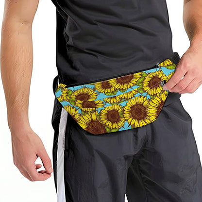 Blue Vintage Sunflower Pattern Print Fanny Pack