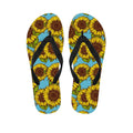 Blue Vintage Sunflower Pattern Print Flip Flops