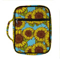 Blue Vintage Sunflower Pattern Print Front Pocket Bible Bag