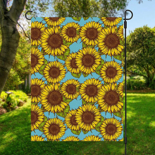 Blue Vintage Sunflower Pattern Print Garden Flag