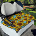 Blue Vintage Sunflower Pattern Print Golf Cart Seat Cover