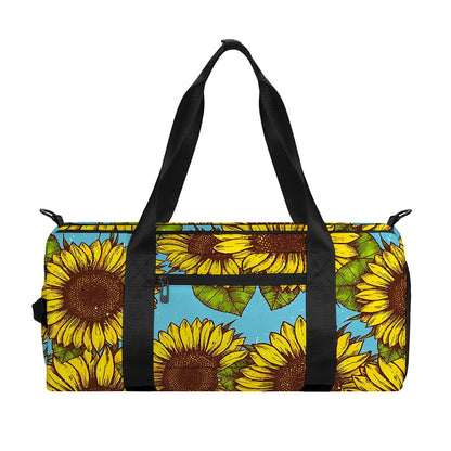 Blue Vintage Sunflower Pattern Print Gym Bag