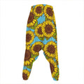 Blue Vintage Sunflower Pattern Print Hammer Pants