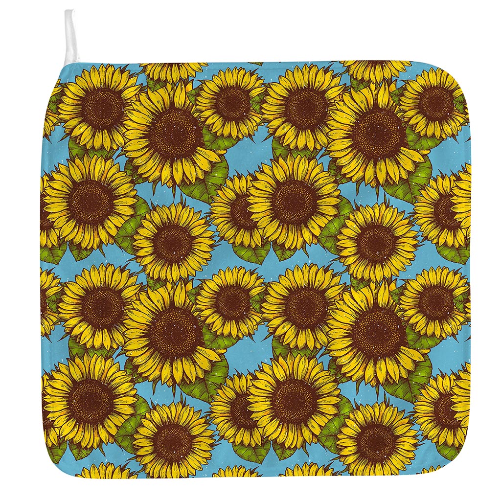Blue Vintage Sunflower Pattern Print Hand Towel