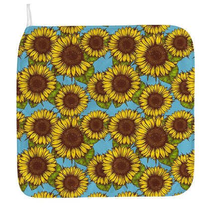 Blue Vintage Sunflower Pattern Print Hand Towel