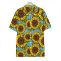 Blue Vintage Sunflower Pattern Print Hawaiian Shirt
