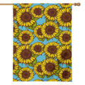 Blue Vintage Sunflower Pattern Print House Flag