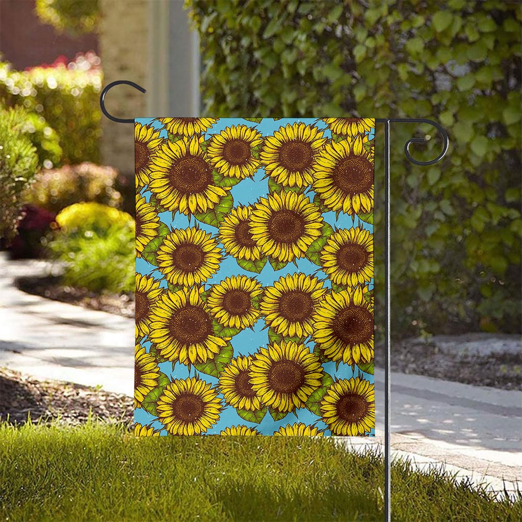 Blue Vintage Sunflower Pattern Print House Flag