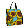 Blue Vintage Sunflower Pattern Print Insulated Lunch Tote