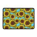 Blue Vintage Sunflower Pattern Print Kitchen Mat
