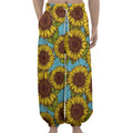 Blue Vintage Sunflower Pattern Print Lantern Pants