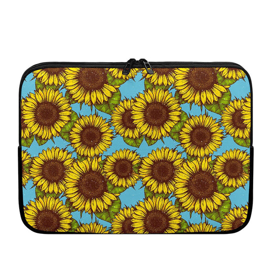 Blue Vintage Sunflower Pattern Print Laptop Sleeve
