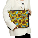 Blue Vintage Sunflower Pattern Print Laptop Sleeve